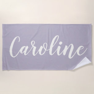 Toalha De Praia Nome Personalizado da Caligrafia Minimalista Lilac