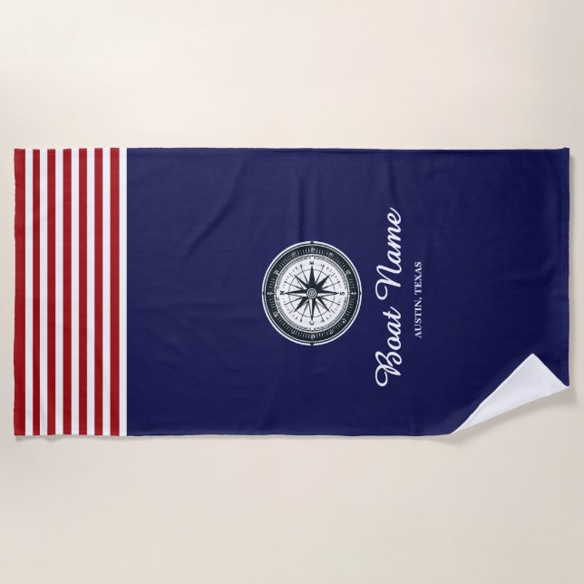 Toalha De Praia Nome Personalizado da Embarcação (Frente)