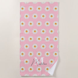 Toalha De Praia Nome Personalizado Daisy Floral Beach Towel