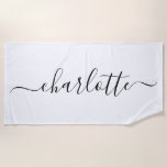 Toalha De Praia Nome Personalizado de Letra Cursiva Moderna Branco<br><div class="desc">Toalha de Praia Personalizada com Nome em Letra Cursiva Moderna Branco</div>