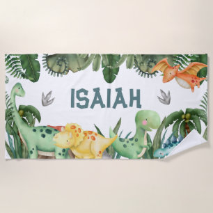 Toalha De Praia Nome Personalizado Dinossaur Beach Towel