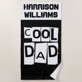 Toalha De Praia Nome personalizado do Pai legal Preto e Branco mod