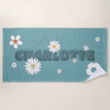 Nome Personalizado Flores de Estilo Azul Retro