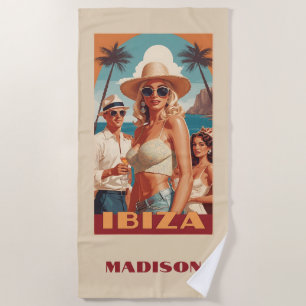 Toalha De Praia Nome Personalizado Ibiza, Poster de viagens de Esp