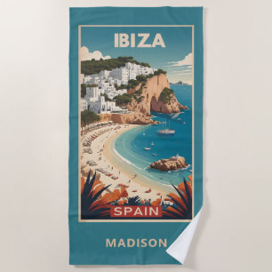 Toalha De Praia Nome Personalizado Ibiza, Poster de viagens de Esp