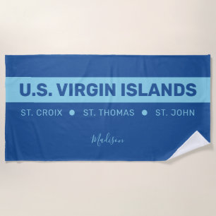Toalha De Praia Nome Personalizado Ilhas Virgens
