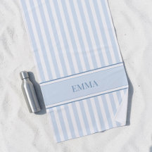 Nome Personalizado Listrado Azul Moderno Preppy