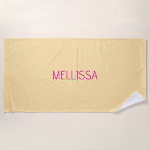Toalha De Praia Nome personalizado minimalista creme