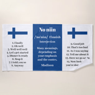Toalha De Praia Nome personalizado "No niin" Finlandês que define
