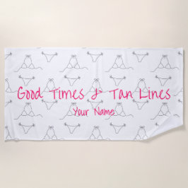 Toalha De Praia Nome Personalizado Padrão de Bikini Moderno Verão