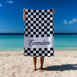 Toalha De Praia Nome Personalizado Preto e Branco Marcado em Cute<br><div class="desc">Faça ondas com esta linda toalha de praia branca e preta,  com seu nome em estilo ousado! Perfeito para dias de praia,  vibrações ao ar livre ou diversão no verão.</div>