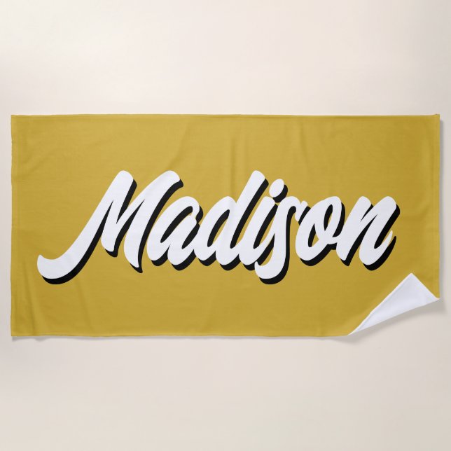 Toalha De Praia Nome Personalizado Retroativo Subterrâneo de Pisci (Frente)