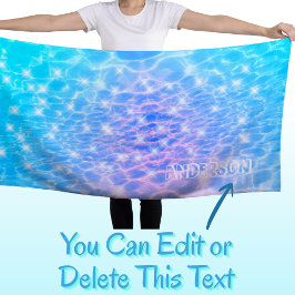 Toalha De Praia Nome personalizado textura aquosa da água, textura