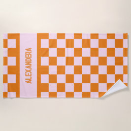 Toalha De Praia Nome Pink Orange Sunset Bachelorette