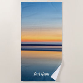 Toalha De Praia Nome Tipografia Blue Orange Beach Ocean Sunset
