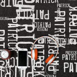 Toalha De Praia Nomes de Tipografia Personalizada em Preto