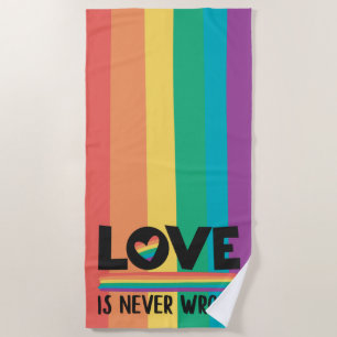 Toalha De Praia O amor do Orgulho LGBTQ nunca está errado na bande