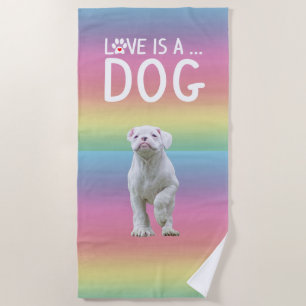 Toalha De Praia O Bonito Cachorro Branco Amor é Cachorro
