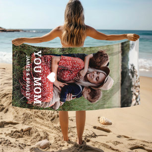 Toalha De Praia O CORAÇÃO BONITA ADORA-TE Foto do Dia de as mães M
