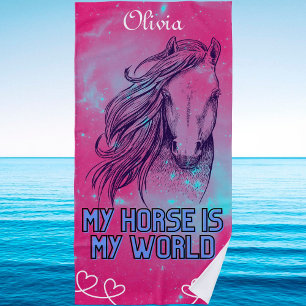 Toalha De Praia O Meu Cavalo É O Meu Magenta Do Mundo
