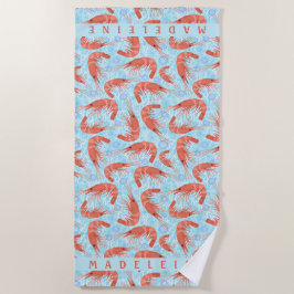 Toalha De Praia O oceano coral do camarão do camarão borbulha azul