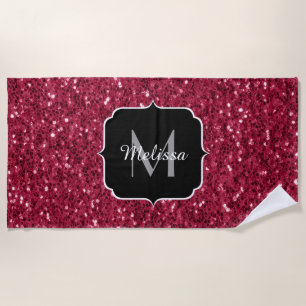Toalha De Praia O preto vermelho-magenta vermelho-escuro brilha Mo