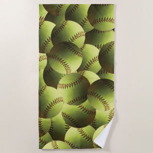 Toalha De Praia O softball amarelo cobriu Multiball