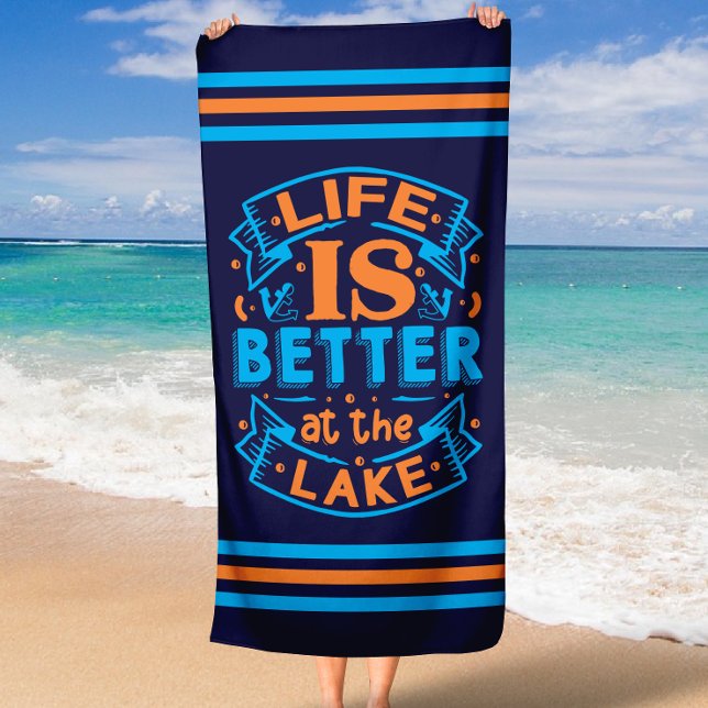 Toalha De Praia O verão bonito dá mais vida ao lago (Cute Summer Gifts Life is Better at the Lake Beach Towel
)