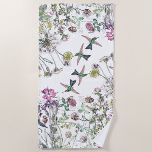 Toalha De Praia O Wildflower dos pássaros do colibri floresce a