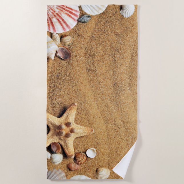 Toalha De Praia Ocean Beach Sea Shells Summer (Frente)