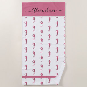 Toalha De Praia Ocean Seacavalo Tropical pré-pia rosa Beach Towel