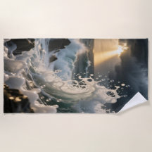 Ocean Waves & Sea Foam Beach Towel