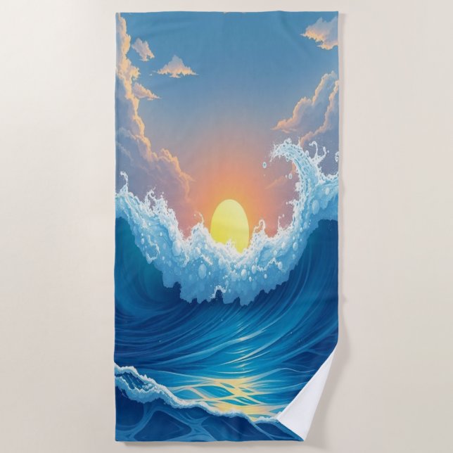 Toalha De Praia Ocean Waves & Sun Beach Towel (Frente)