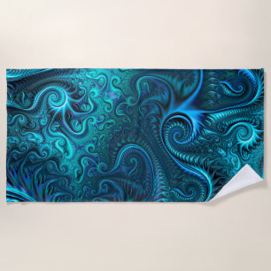 Toalha De Praia Octopus Azul e Teal Padrão Espiral de Tentáculos