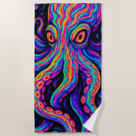 Toalha De Praia Octopus Colorido Trippy