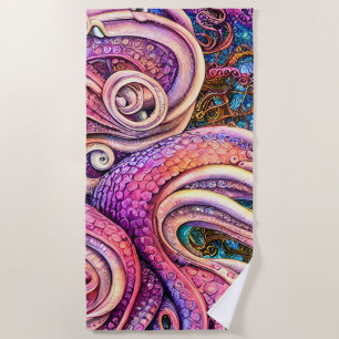Toalha De Praia Octopus de Kraken Tentáculos Rosa