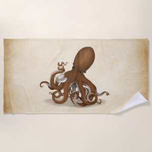 Toalha De Praia Octopus Holding Glass Flask Chemistry Steampunk