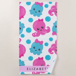 Toalha De Praia Octopus Patterno, Octopus Fresco, Mar, Seu Nome