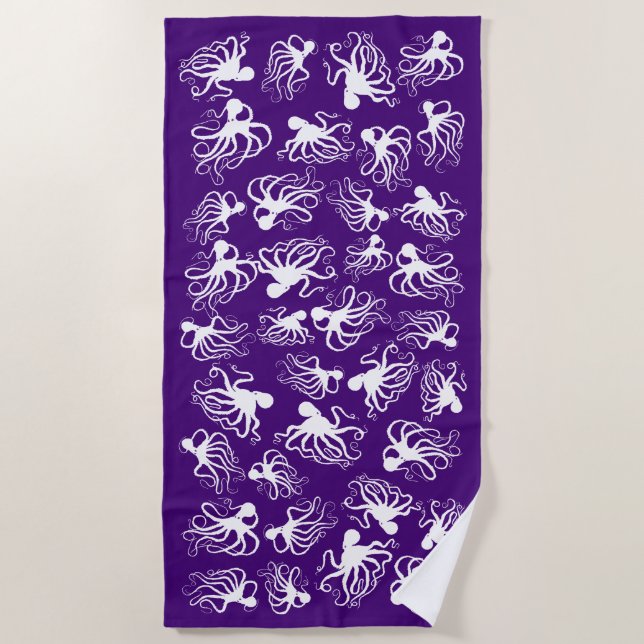 Toalha De Praia Octopus roxo - Beach Towel (Frente)