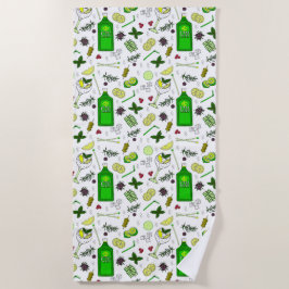 Toalha De Praia Óculos de coquetel Gin Tonic Bebidas Mixólogas