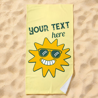 Toalha De Praia Óculos de Sol Amarelos Felizes Férias de Verão