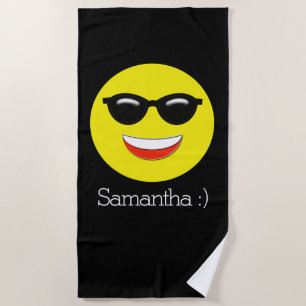 Toalha De Praia Óculos de sol frios Emoji