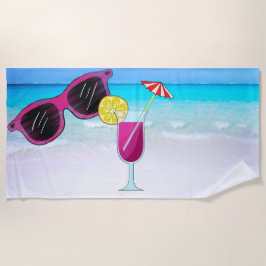 Toalha De Praia Óculos solares e bebidas Beach Towel