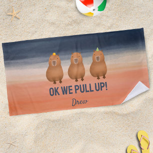 Toalha De Praia "Ok, Vamos Puxar!" Engraçado Capybara Meme Persona