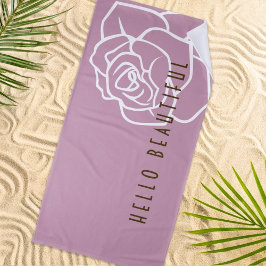 Toalha De Praia Olá Linda - Rosa Rosa Moderno Chic
