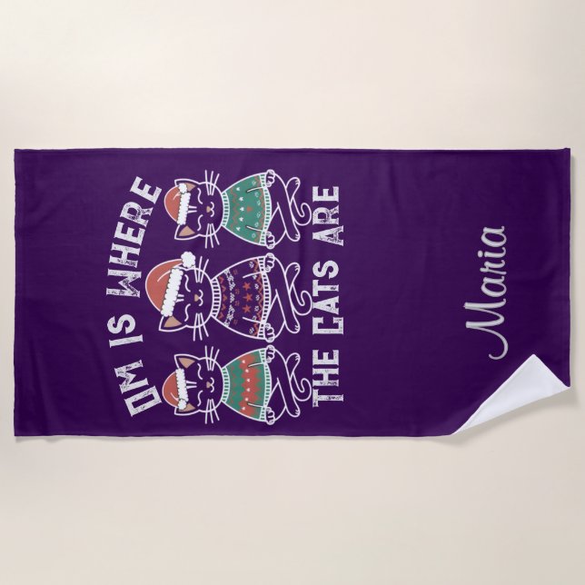 Toalha De Praia Om É Onde Os Gatos São Férias Festivas (Frente)