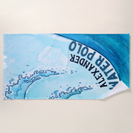 Toalha De Praia Onda de Polo Aquático de Praia de Monograma