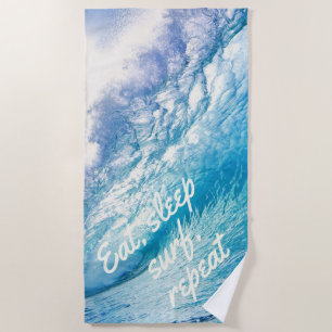 Toalha De Praia Onda de Surfista Oceano Azul Branco Comer Dormir S