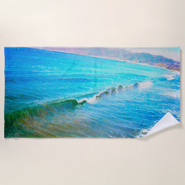 Toalha De Praia Ondas de Aquarela