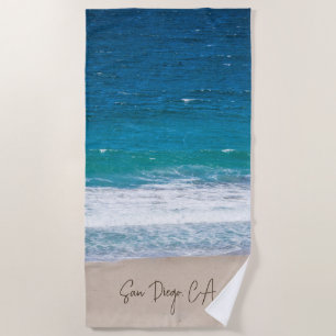 Toalha De Praia Ondas de Praia do Oceano Azul Tropical Personaliza